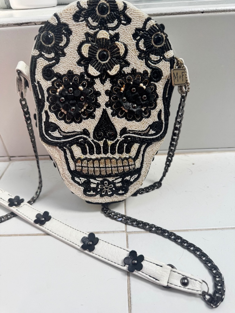 NEW MARY FRANCES BEADED SKULL CROSSBODY
